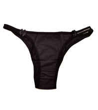 Load image into Gallery viewer, Black Tanga - Basic cotton with satin bow