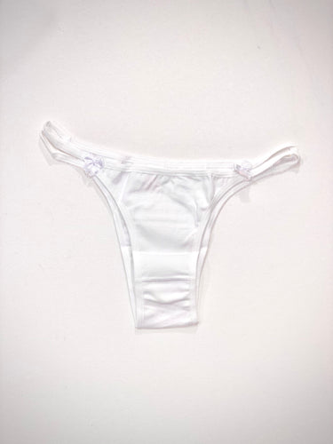 White Tanga - Basic cotton with satin bow detail